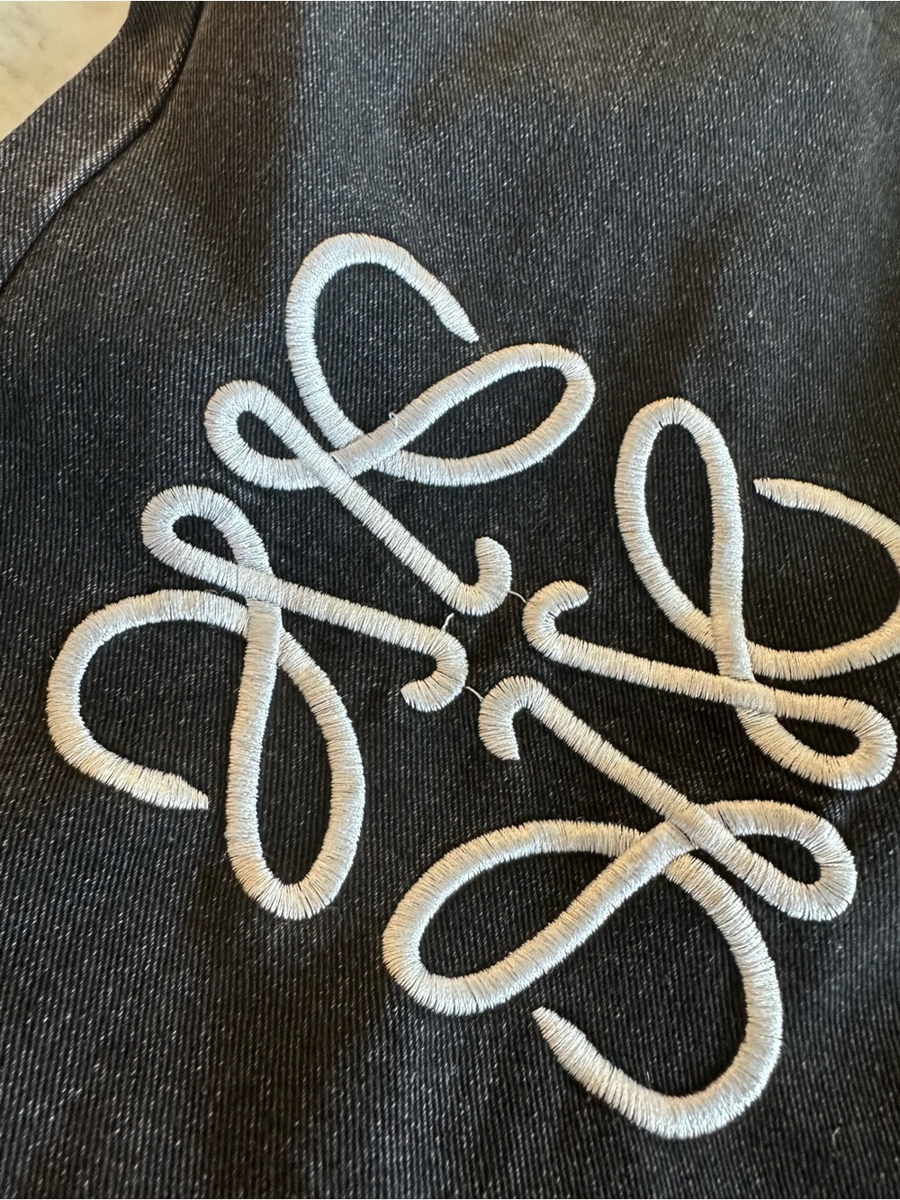 Loewe Black Wide-Leg Jeans with White Embroidered Anagram - Picture 4 of 5